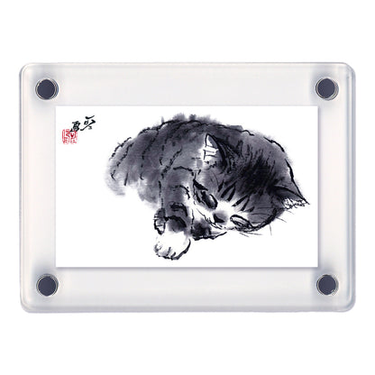Acrylic Magnet Frame Minoru Nakahama "Sleeping Figure, Right Hand" Set of 2, 6x8cm, Sumi-e Cat Artist