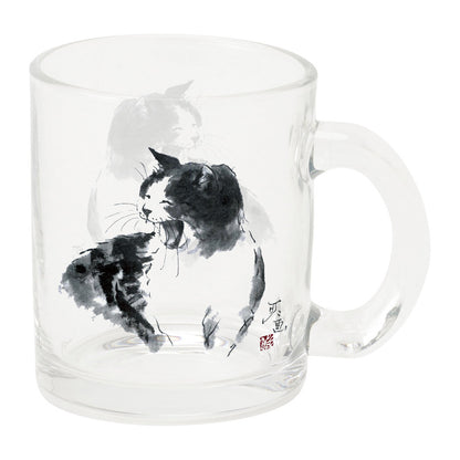 Glass Mug, Minoru Nakahama "Laughter" (Cat Ink Painting Artist)