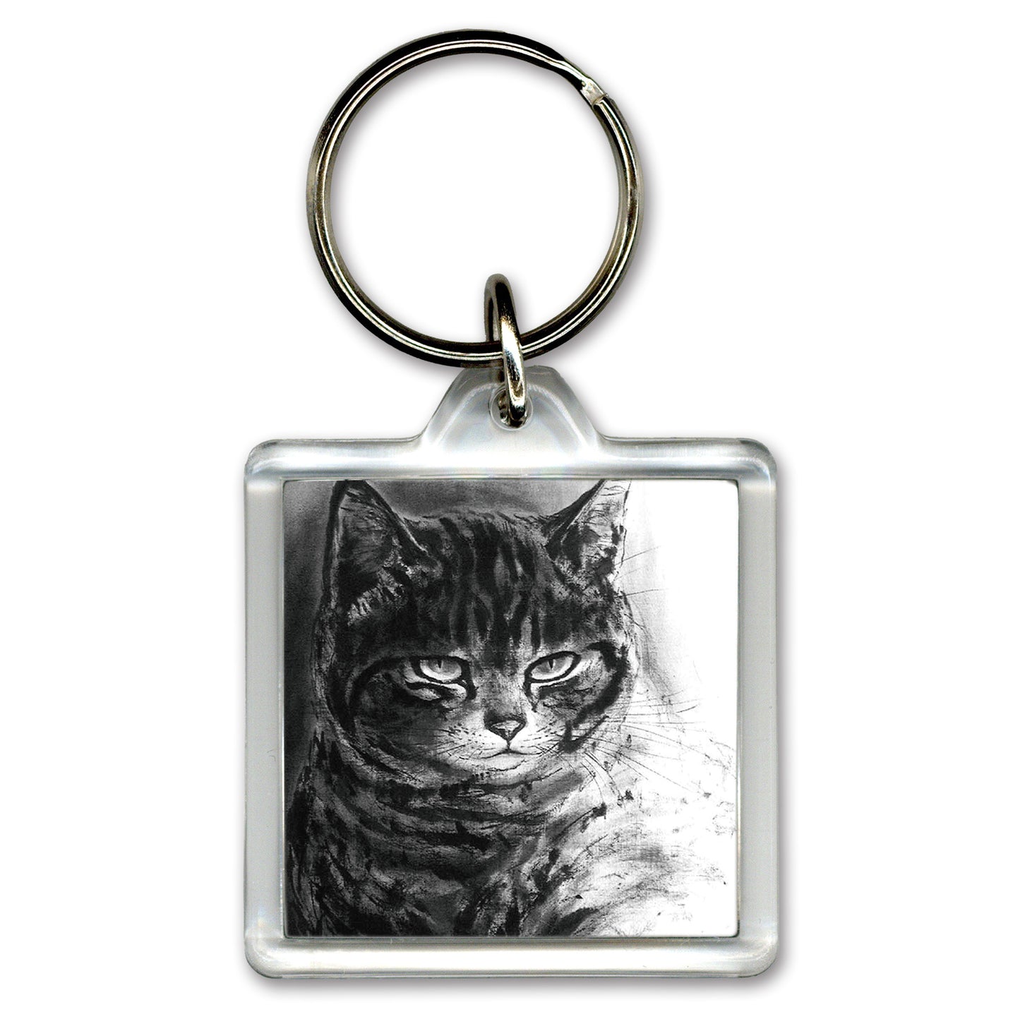 Acrylic Keychain: Minoru Nakahama "Strict Father" 4x4cm Keyring, Ink Wash Cat Artist