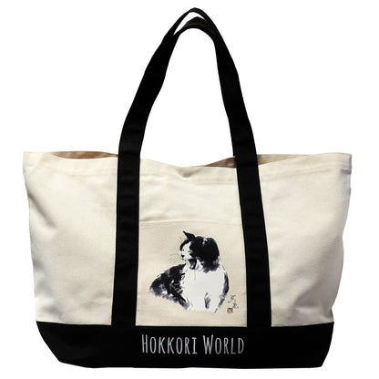 Large Tote Bag, Minoru Nakahama "Laughter", Large Capacity 32L, Shopping Bag, Canvas