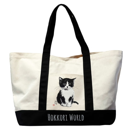 Large Tote Bag - Minoru Nakahama "Sitting Small" - 32L Large Capacity Canvas Shopping Bag