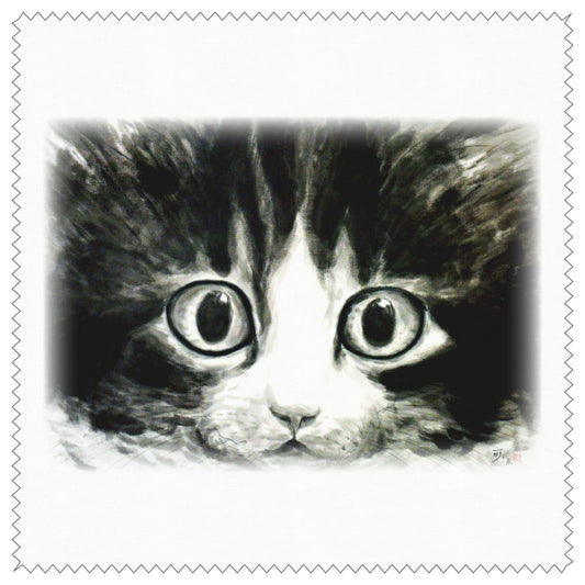クリーニングクロス 中浜稔「目玉」メガネ拭き レンズクリーナー 猫墨絵作家 眼鏡用品
