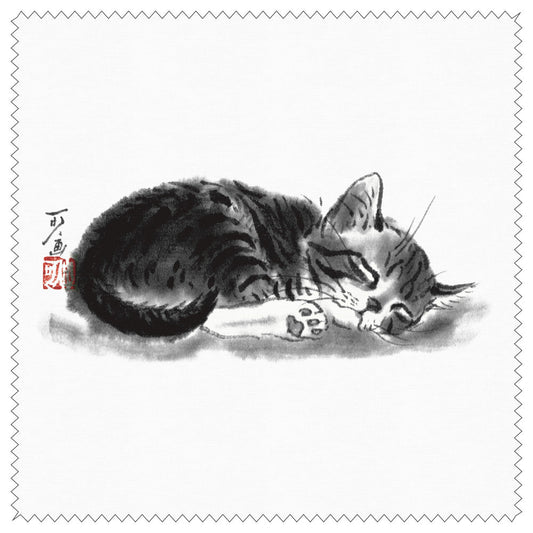 クリーニングクロス 中浜稔「寝すがた肉球」メガネ拭き レンズクリーナー 猫墨絵作家 眼鏡用品