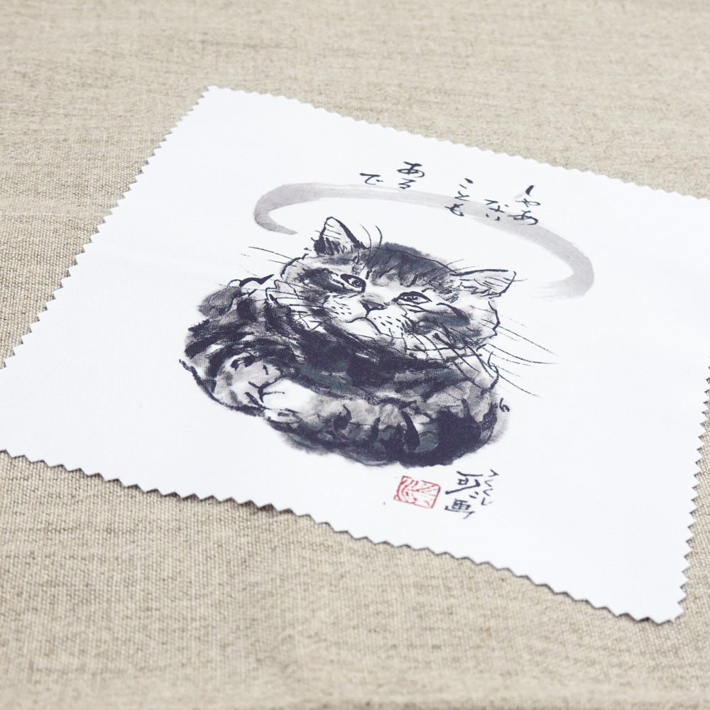 Set of 6 Cleaning Cloths 1 Minoru Nakahama Glasses Wipes Lens Cleaners Sumi-e Cat Artist