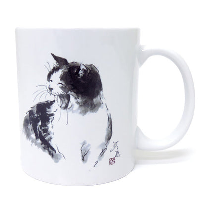 マグカップ 中浜稔「笑い」猫墨絵作家 ほっこりシリーズ かわいい 日用品 陶器