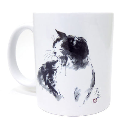マグカップ 中浜稔「笑い」猫墨絵作家 ほっこりシリーズ かわいい 日用品 陶器