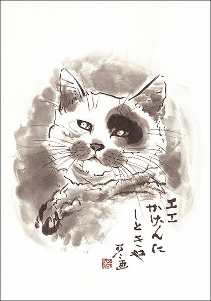 ポストカード6枚セット4 中浜稔 105×150mm 猫墨絵作家 アート 動物 淡路市立中浜稔猫美術館