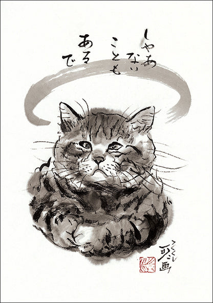 ポストカード6枚セット5 中浜稔 105×150mm 猫墨絵作家 アート 動物 淡路市立中浜稔猫美術館