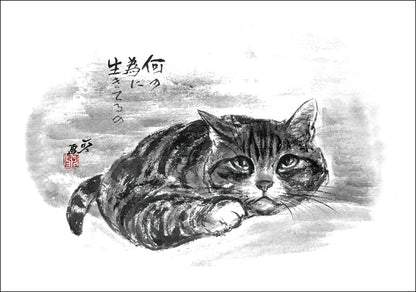 ポストカード6枚セット7 中浜稔 105×150mm 猫墨絵作家 アート 動物 淡路市立中浜稔猫美術館
