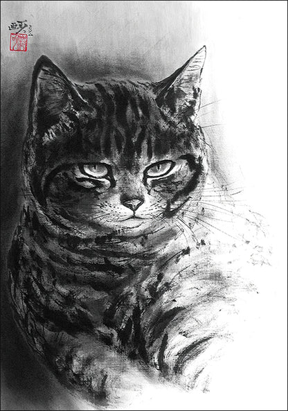 ポストカード6枚セット7 中浜稔 105×150mm 猫墨絵作家 アート 動物 淡路市立中浜稔猫美術館