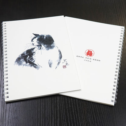 A5リングノート 中浜稔「笑い」ドット 猫墨絵作家 メモ帳 上質紙 文房具
