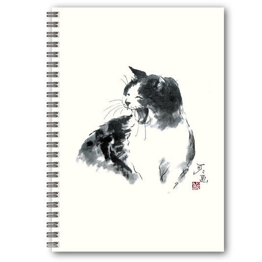 A5リングノート 中浜稔「笑い」ドット 猫墨絵作家 メモ帳 上質紙 文房具