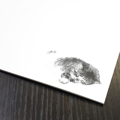 A5リングノート 中浜稔「寝すがた右手」無地 猫墨絵作家 メモ帳 上質紙 文房具