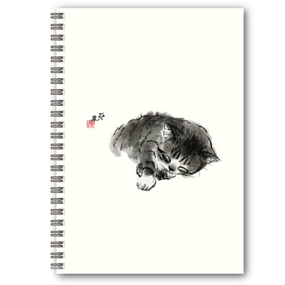 A5リングノート 中浜稔「寝すがた右手」無地 猫墨絵作家 メモ帳 上質紙 文房具