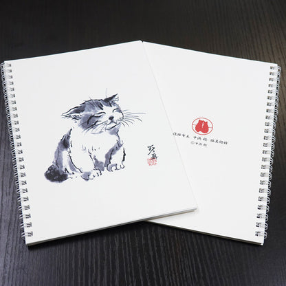 A5リングノート 中浜稔「寝起き」罫線 猫墨絵作家 メモ帳 上質紙 文房具