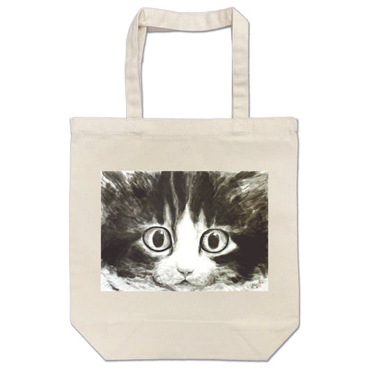 トートバッグ 中浜稔「目玉」猫墨絵作家 カバン 手さげバッグ