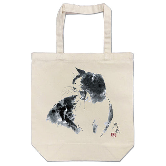 トートバッグ 中浜稔「笑い猫墨絵作家」猫墨絵作家 カバン 手さげバッグ