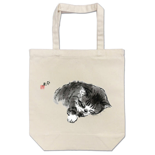 トートバッグ 中浜稔「寝すがた右手」猫墨絵作家 カバン 手さげバッグ