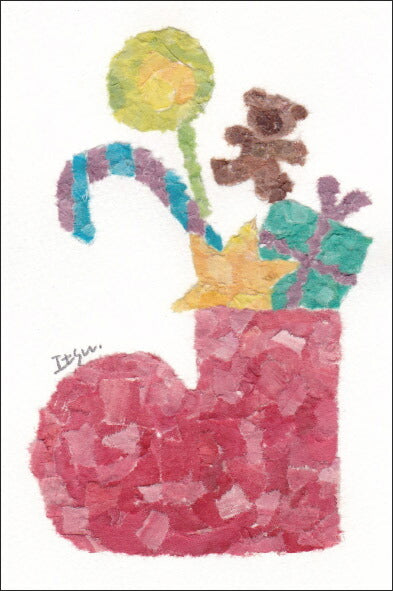 Postcard marron125 Christmas "Christmas Boots" 100 x 150 mm Boots Socks Gift Stylish Watercolor Postcard