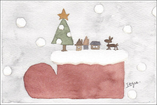 Postcard marron125 Christmas "Big Christmas Boots" 100 x 150 mm Boots Socks Gift Stylish Watercolor Postcard