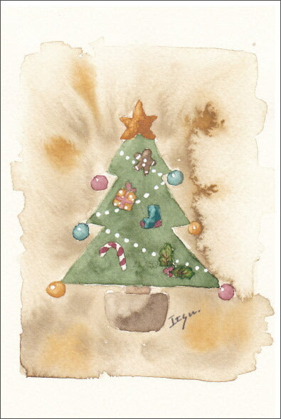 Postcard marron125 Christmas "Antique Christmas" 100 x 150 mm Tree Ornament Stylish Watercolor Postcard