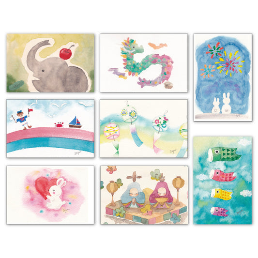 Postcards 8-piece set 2 marron125 100 x 150 mm Illustrator Watercolor Animal Cute