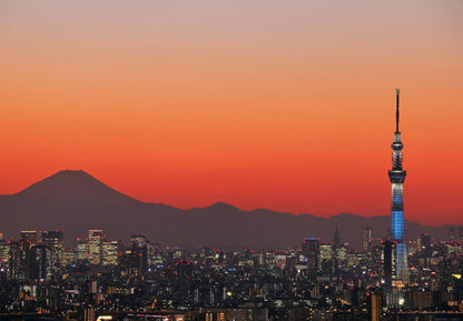 ポストカード 日本風景「夕焼けの東京と富士山」105×150mm カラー写真 観光内 名所 郵便はがき