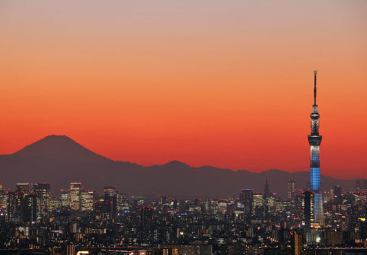 ポストカード 日本風景「夕焼けの東京と富士山」105×150mm カラー写真 観光内 名所 郵便はがき