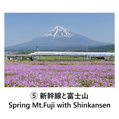 Set of 6 postcards: Japanese landscapes, Mt. Fuji, five-story pagoda, Tokyo, Shinkansen, 105 x 150 mm, color photos, tourist spots, famous places, postcards, original