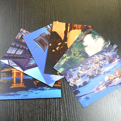 Set of 6 postcards: Japanese landscapes, Gifu, Chiba, Akita, Miyajima, Torii gates, 105 x 150 mm, color photos, tourist destinations, famous places, postcards, original