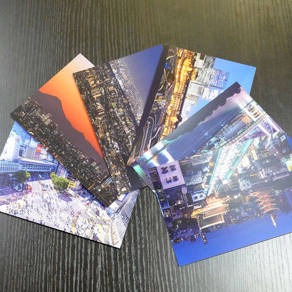 Set of 6 postcards: Japanese scenery, Tokyo, Asakusa, Shibuya, Skytree, Scramble Crossing, 105 x 150 mm, color photos, tourist spots, famous places, postcards, original