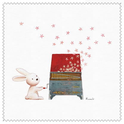 クリーニングクロス 山田和明「うさぎオルガン」150×150mm 絵本作家 動物 楽器