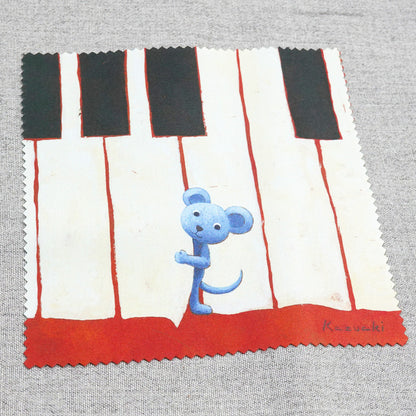 クリーニングクロス 山田和明「しあわせのリフレイン」150×150mm」絵本作家 メガネ拭き 動物 ピアノ 楽器