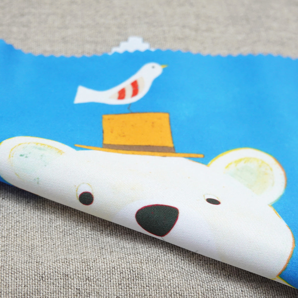 クリーニングクロス 山田和明「ぼくのウクレレ」150×150mm」絵本作家 メガネ拭き 動物 シロクマ 楽器