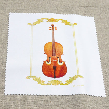 クリーニングクロス 山田和明「さえずり」150×150mm メガネ拭き レンズクリーナー」絵本作家 水彩画 音楽 バイオリン 楽器