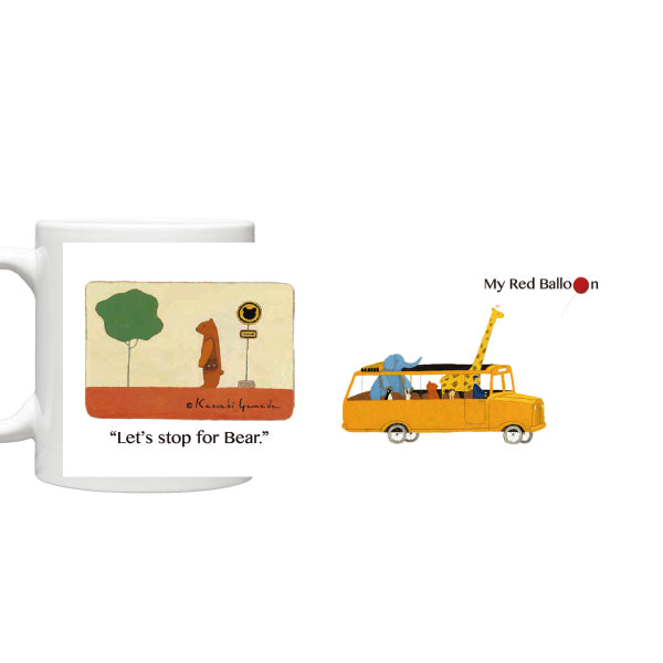 Mug by Kazuaki Yamada "My Red Balloon Balloon Bus" Picture book author Teacup Animal pattern
