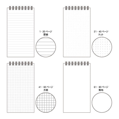 Multi-notebook by Kazuaki Yamada Monopo no Su "Tatsumu" Ruled lines, dots, grid, plain, illustration, memo pad