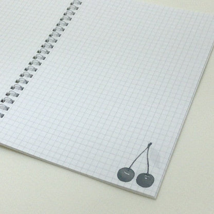 A5 Ring Notebook Kazuaki Yamada "Eight Cherries" 60P Picture Book Author Animals Musical Instruments Stationery