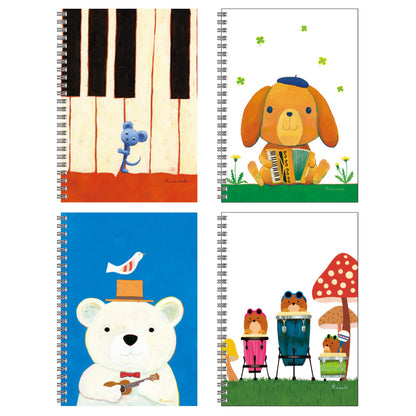 A5 Ring Notebook Set of 4 2 Kazuaki Yamada 60 Pages Picture Book Author Animal Musical Instruments Stationery
