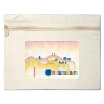 Flat pouch by Kazuaki Yamada "Summer Beyond the Hills" canvas, picture book author, illustration, gift, animal, musical instrument