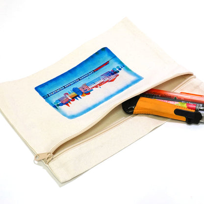 Flat pouch Kazuaki Yamada "Mirror Town" Canvas Picture book author Illustration Gift Animal Musical instrument