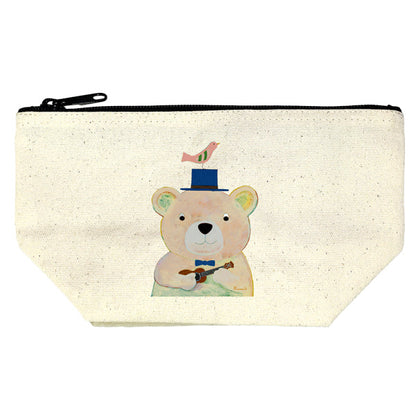 Gusseted pouch by Kazuaki Yamada "My Ukulele" Canvas Picture book author Illustration Gift Animal Musical instrument