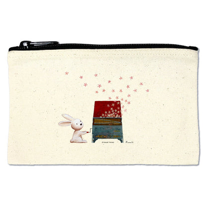 Flat pouch Kazuaki Yamada "Rabbit Organ" Canvas Picture book author Illustration Gift Animal Musical instrument