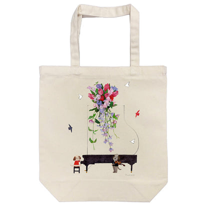 Tote bag Kazuaki Yamada "When happiness pours down" canvas bag Picture book author Animals Musical instruments