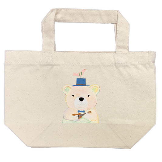 Lunch Tote - Kazuaki Yamada's "My Ukulele" Polar Bear Canvas Bag Picture Book Author Illustration Gift Animal Musical Instrument