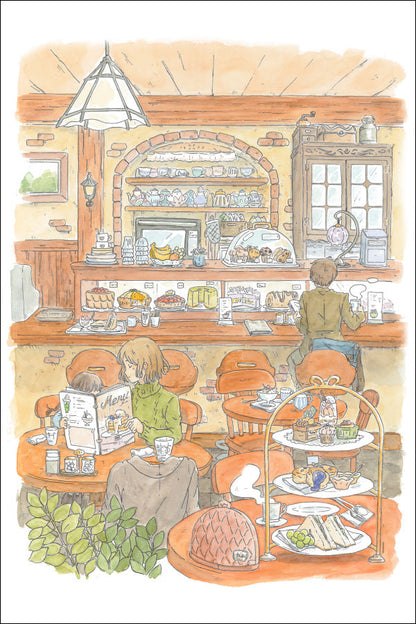 ポストカード かわいみな「カフェ」100×150mm 郵便はがき イラストレーター