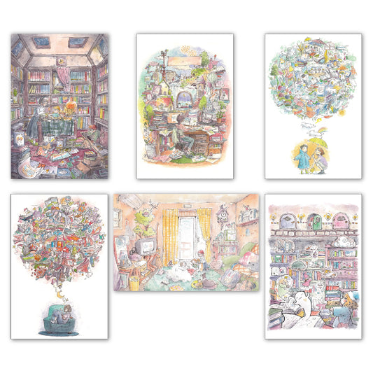 ポストカード6枚セット1 かわいみな 100×150mm イラストレーター 郵便はがき メッセージカード