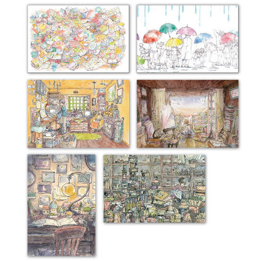 ポストカード6枚セット2 かわいみな 100×150mm イラストレーター 郵便はがき メッセージカード