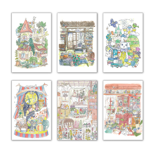 ポストカード6枚セット3 かわいみな 100×150mm イラストレーター 郵便はがき メッセージカード