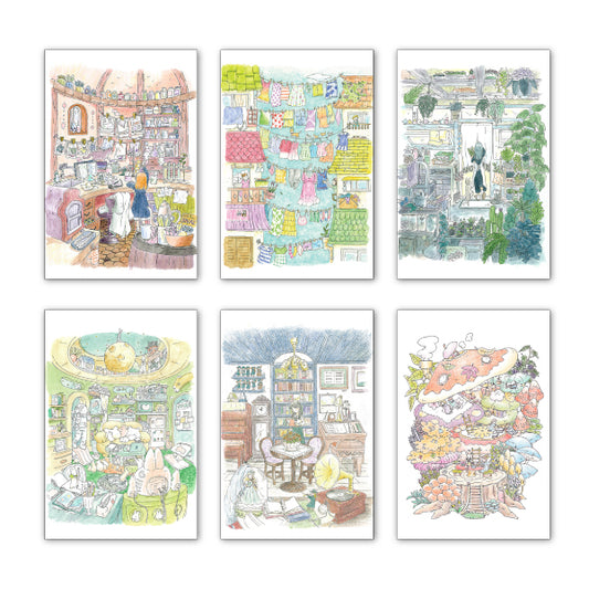 ポストカード6枚セット4 かわいみな 100×150mm イラストレーター 郵便はがき メッセージカード